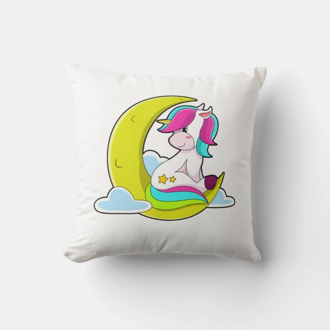 Unicorn with Clouds & Moon Cushion (Front)