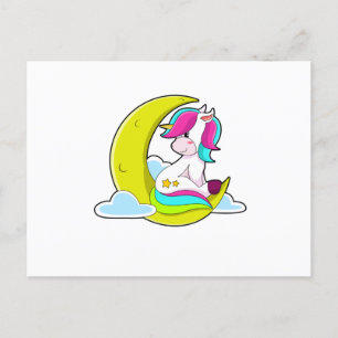 Unicorn with Clouds & Moon Postcard