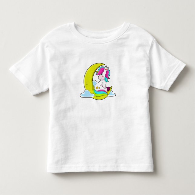 Unicorn with Clouds & Moon Toddler T-Shirt (Front)