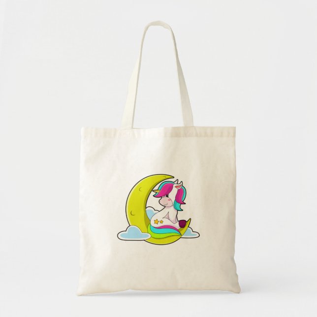 Unicorn with Clouds & Moon Tote Bag (Front)