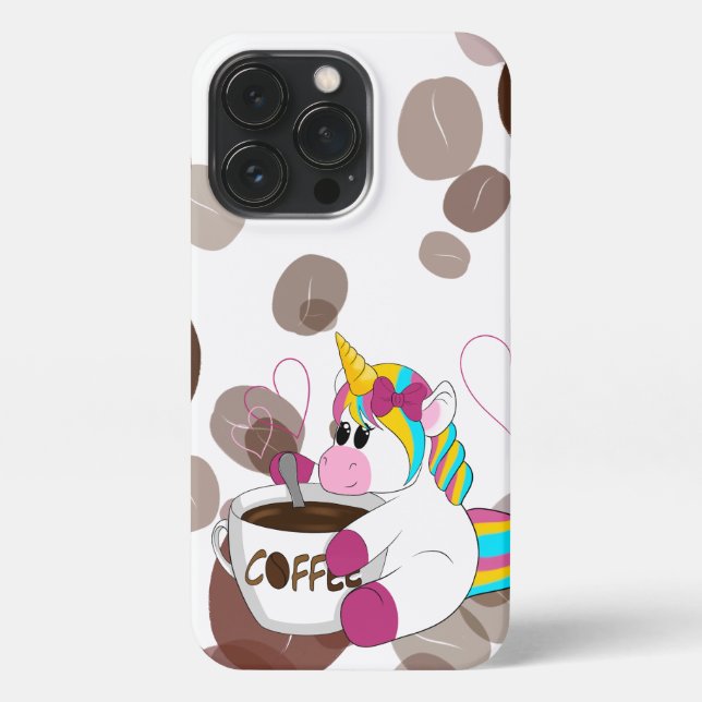 Unicorn with coffee iPhone case (Back)