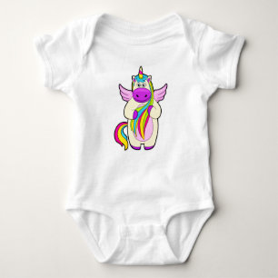 Unicorn with colourful Hairs Baby Bodysuit