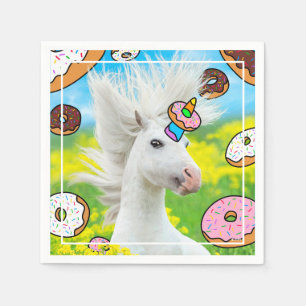 Unicorn With Doughnuts Napkin