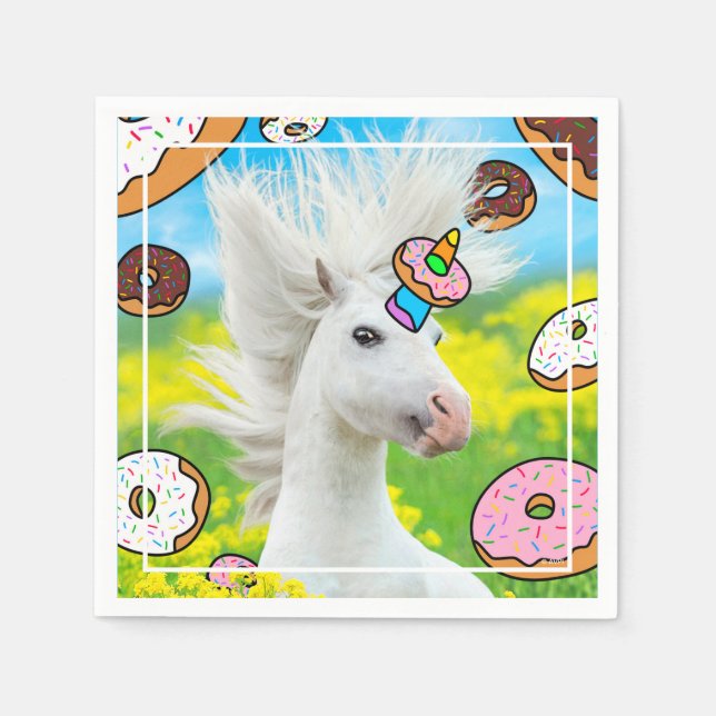 Unicorn With Doughnuts Napkin (Front)