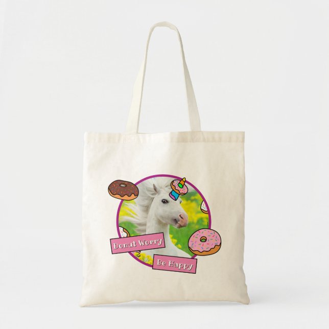 Unicorn With Doughnuts Tote Bag (Front)