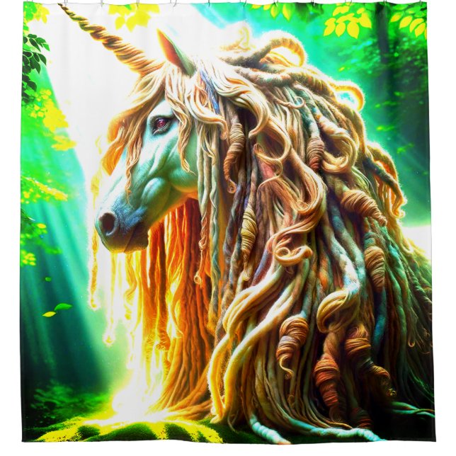Unicorn with Dreadlocks Shower Curtain (Front)
