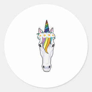 Unicorn with Flowers Classic Round Sticker