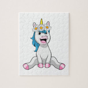 Unicorn with Flowers Daisy Jigsaw Puzzle