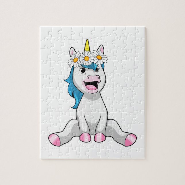 Unicorn with Flowers Daisy Jigsaw Puzzle (Vertical)