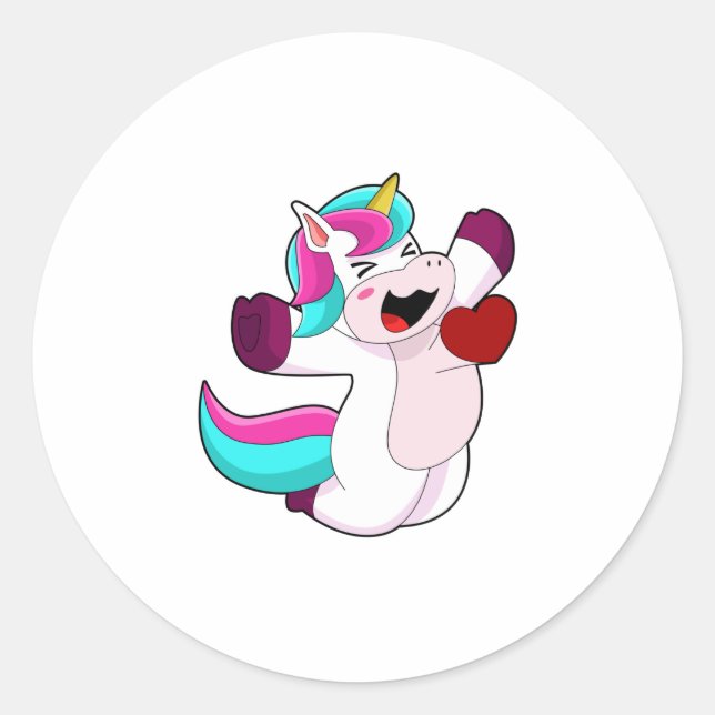 Unicorn with Heart Classic Round Sticker (Front)