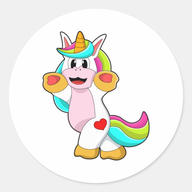 Unicorn with Heart Tattoo Classic Round Sticker (Front)