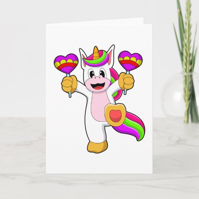 Unicorn with Hearts Card (Front)