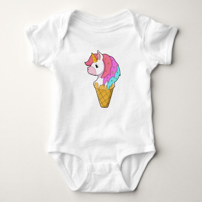Unicorn with Ice cream Baby Bodysuit (Front)