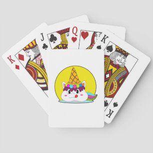 Unicorn with Ice cream cone Playing Cards
