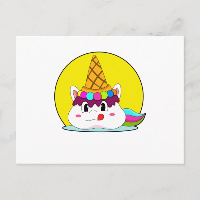 Unicorn with Ice cream cone Postcard (Front)