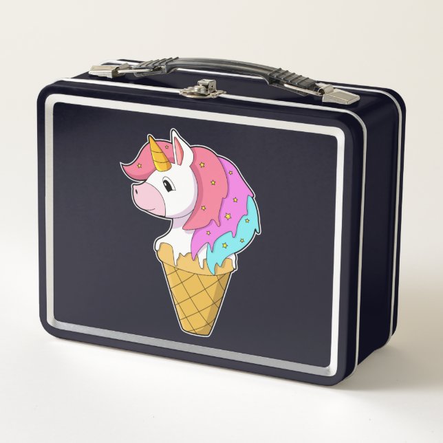 Unicorn with Ice cream Metal Lunch Box (Front)