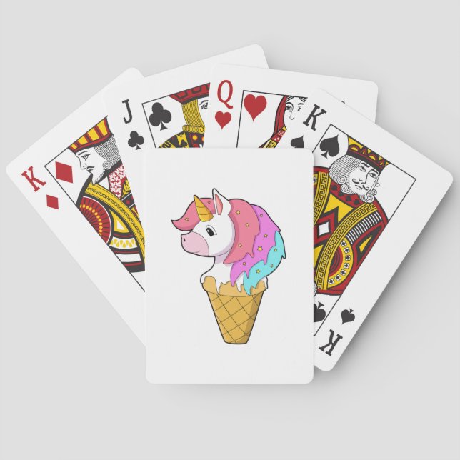 Unicorn with Ice cream Playing Cards (Back)