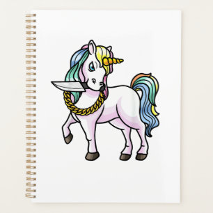 Unicorn With Knife Girls Women T-Shirt Planner