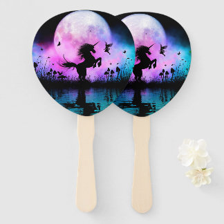 Unicorn with little fairy hand fan