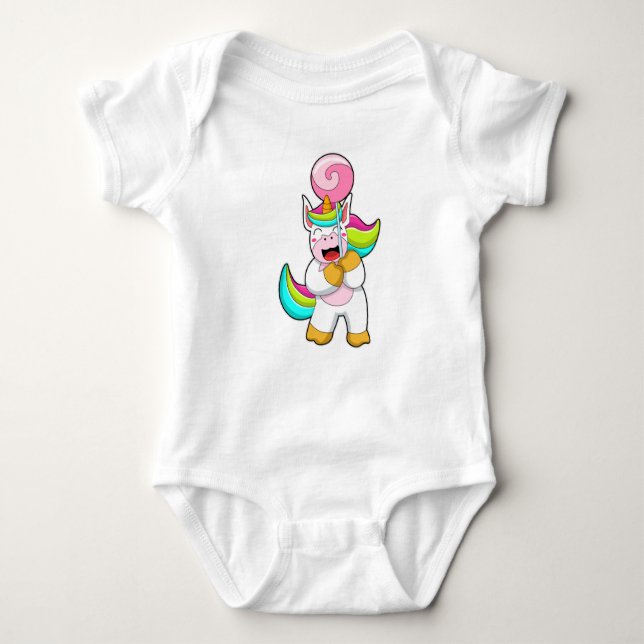 Unicorn with Lollipop Baby Bodysuit (Front)