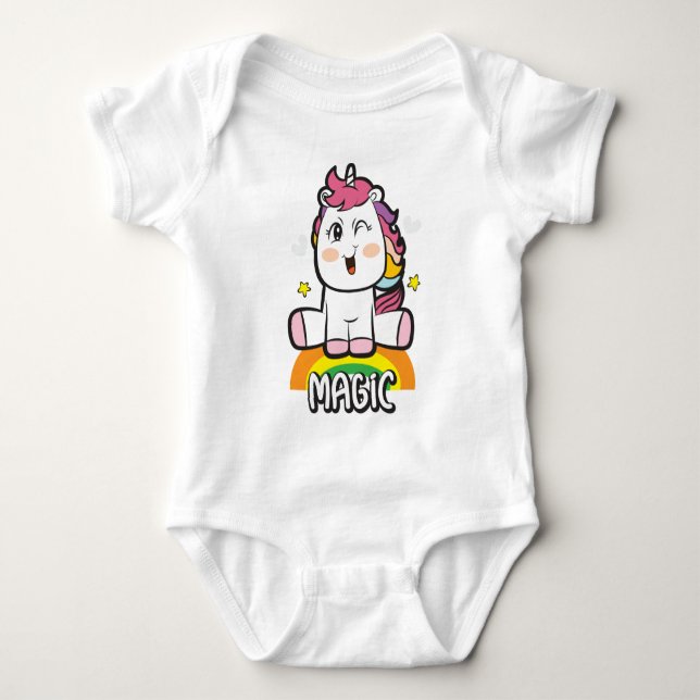 Unicorn with magic  baby bodysuit (Front)