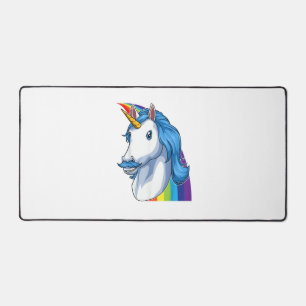 Unicorn with Moustache Dadacorn Dadicorn Unicorn D Desk Mat