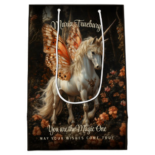 Unicorn with Orange Butterfly Wings Encouragement Medium Gift Bag