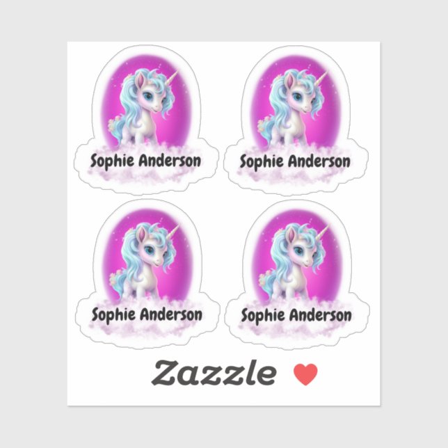 Unicorn with personal name custom-cut vinyl (Sheet)