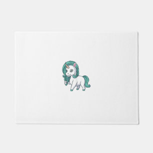 Unicorn With Petrol Mane Cute Funny Unicorn Design Doormat