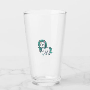 Unicorn With Petrol Mane Cute Funny Unicorn Design Glass
