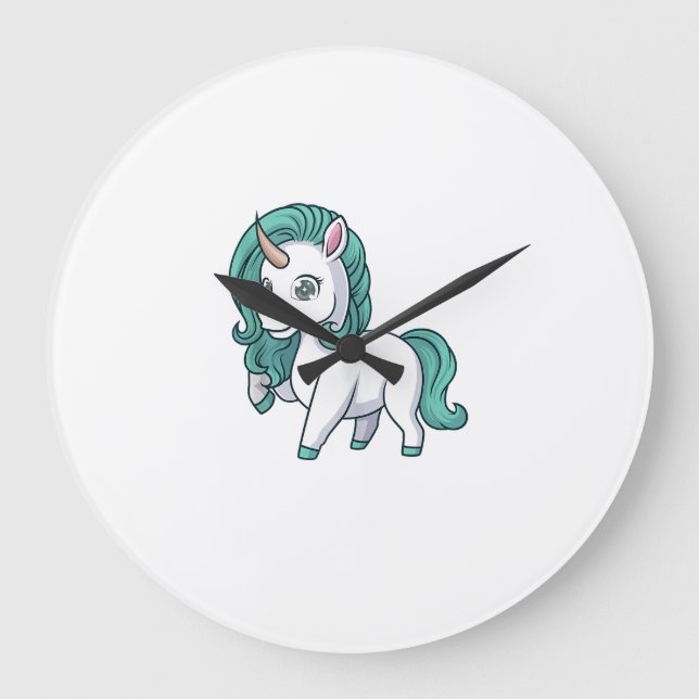 Unicorn With Petrol Mane Cute Funny Unicorn Design Large Clock (Front)
