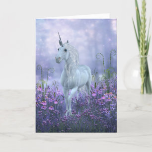Unicorn with Purple Flowers Thank You Card
