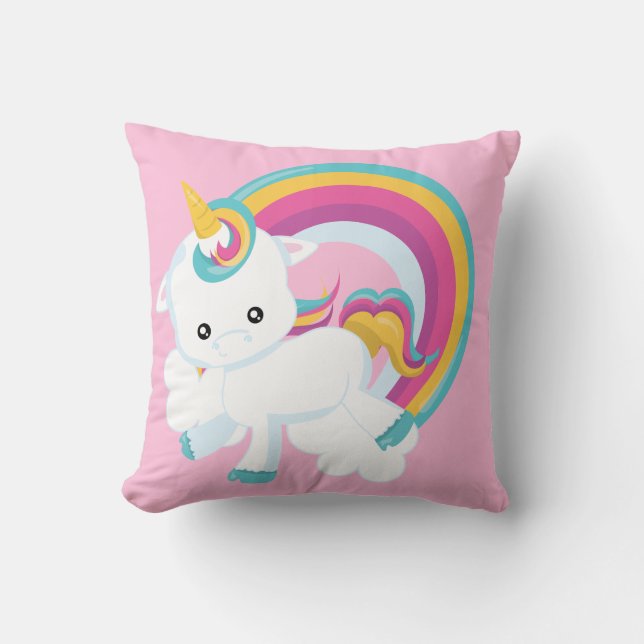 Unicorn with Rainbow  Baby  Cushion (Front)