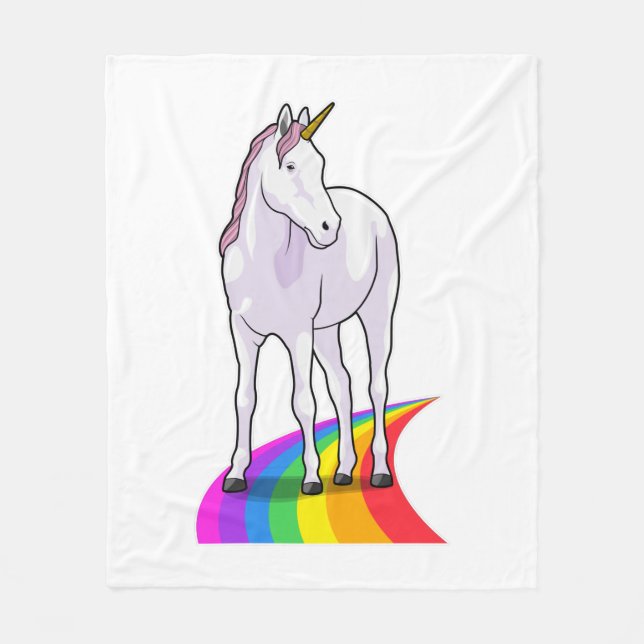 Unicorn with Rainbow Fleece Blanket (Front)