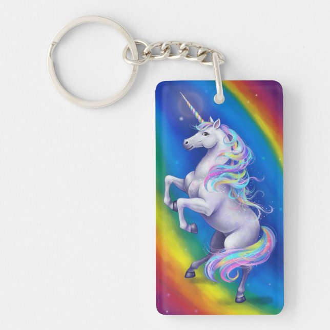 Unicorn with Rainbow Key Ring (Front)