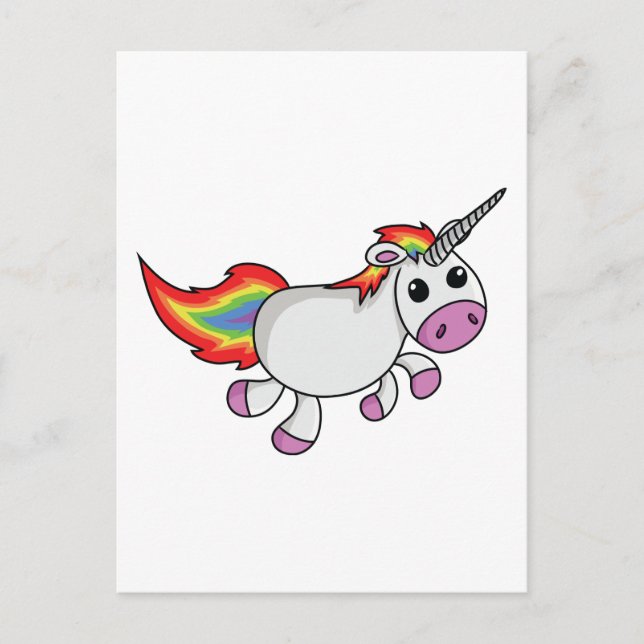 Unicorn with Rainbow Mane and Tail Postcard (Front)