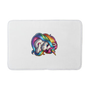 Unicorn With Rainbow Mane Art Tank Top Bath Mat