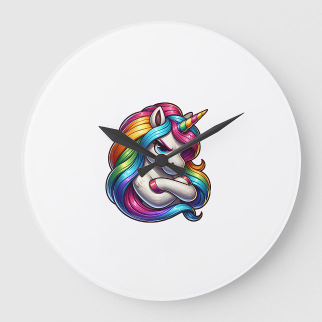 Unicorn With Rainbow Mane Art Tank Top Large Clock (Front)