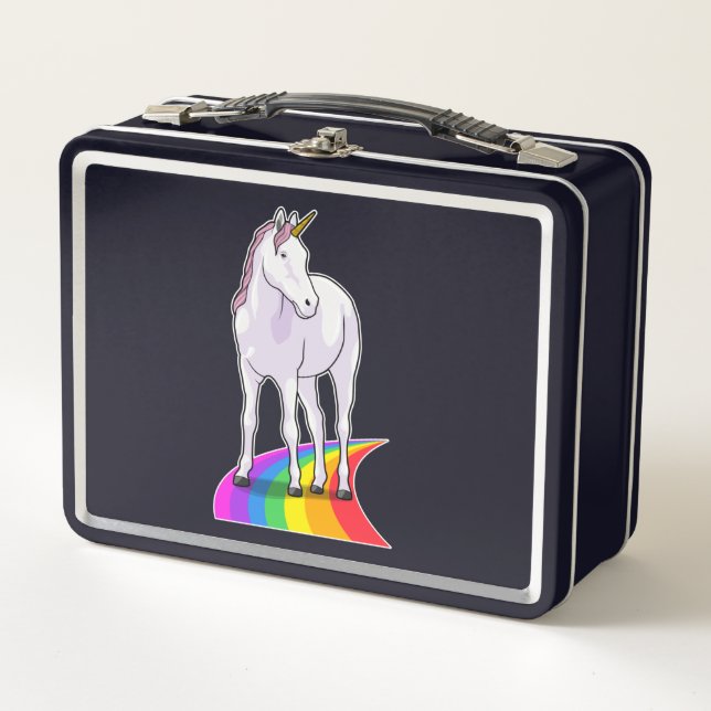 Unicorn with Rainbow Metal Lunch Box (Front)