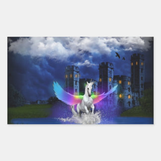 Unicorn With Rainbow Wings Rectangular Sticker