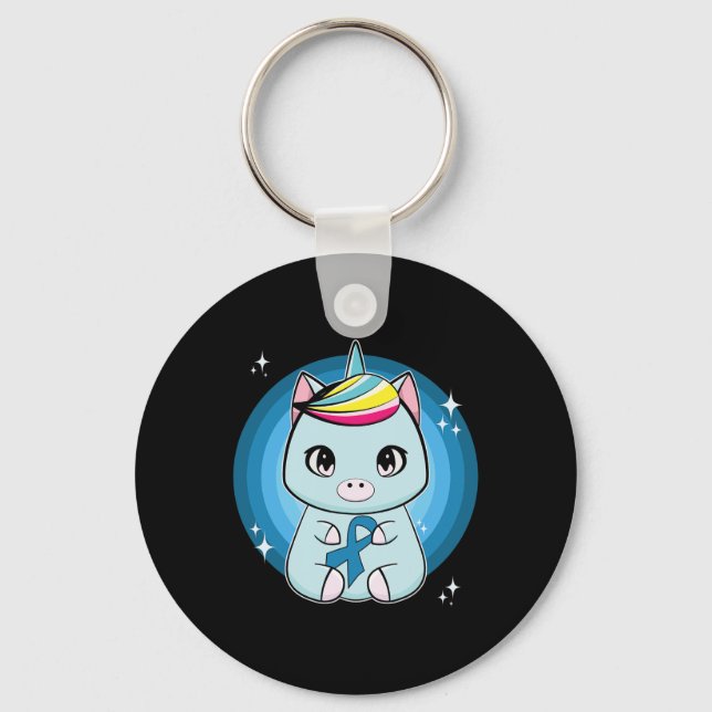 Unicorn With Ribbon Diabetes Awareness  Key Ring (Front)