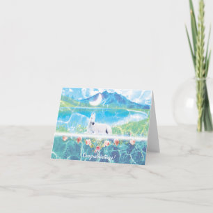 Unicorn with roses Folded Greeting Card