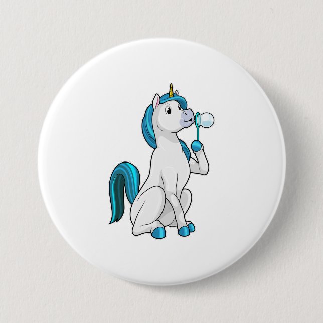 Unicorn with Soap bubbles 7.5 Cm Round Badge (Front)