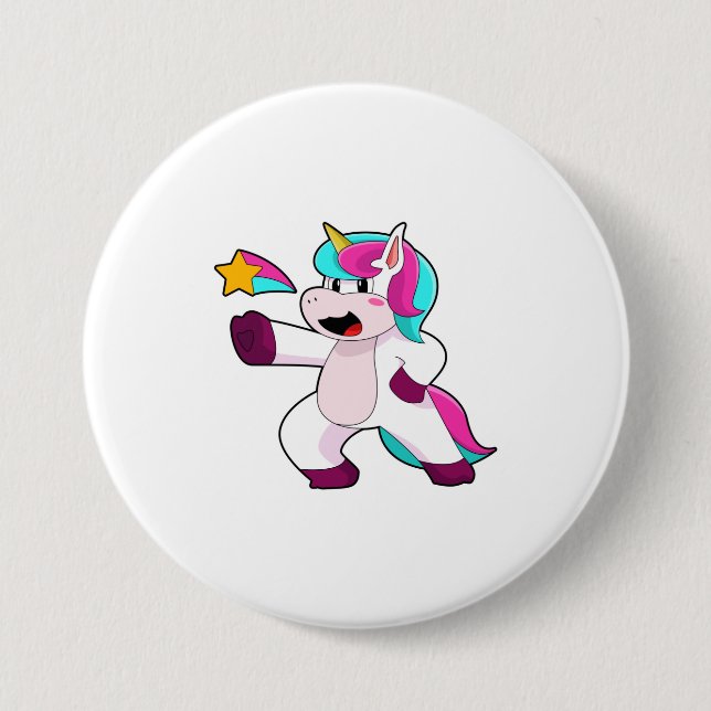 Unicorn with Star 7.5 Cm Round Badge (Front)