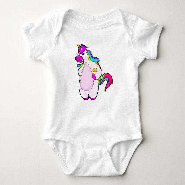 Unicorn with Star Baby Bodysuit (Front)