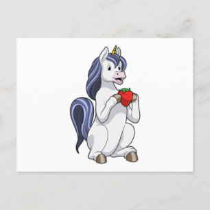 Unicorn with Strawberry Fruit Postcard