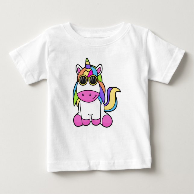 Unicorn with Sunglasses Baby T-Shirt (Front)