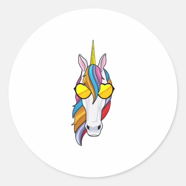 Unicorn with Sunglasses Classic Round Sticker (Front)