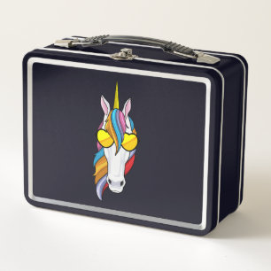 Unicorn with Sunglasses Metal Lunch Box