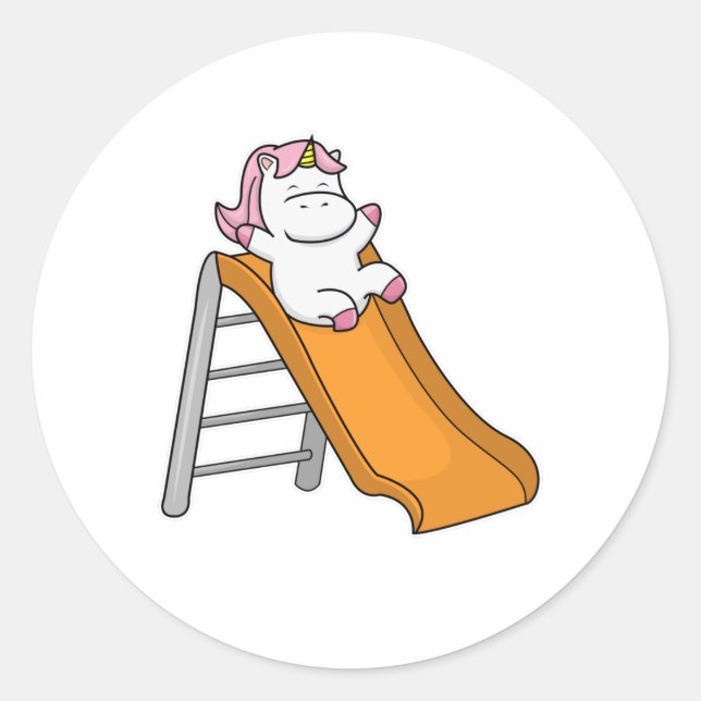 Unicorn with Swing Classic Round Sticker (Front)